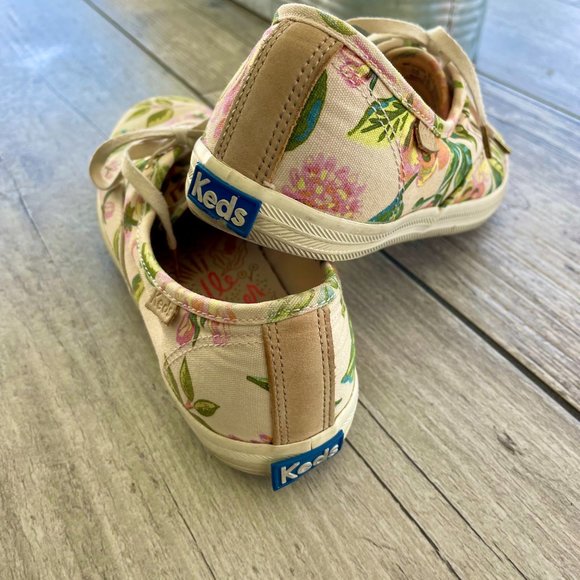 Rifle Paper Company/KEDS Low Top Lace Up Flowered Sneakers - Picture 2 of 4